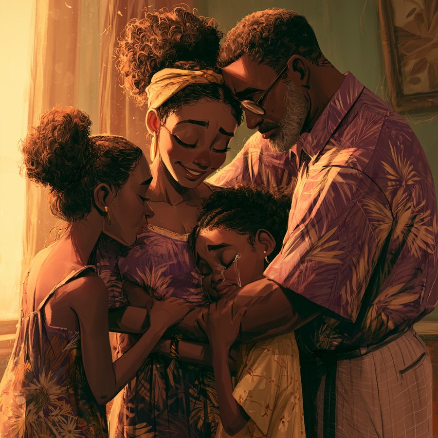 A family embracing with emotional support, representing family support and care from Steady